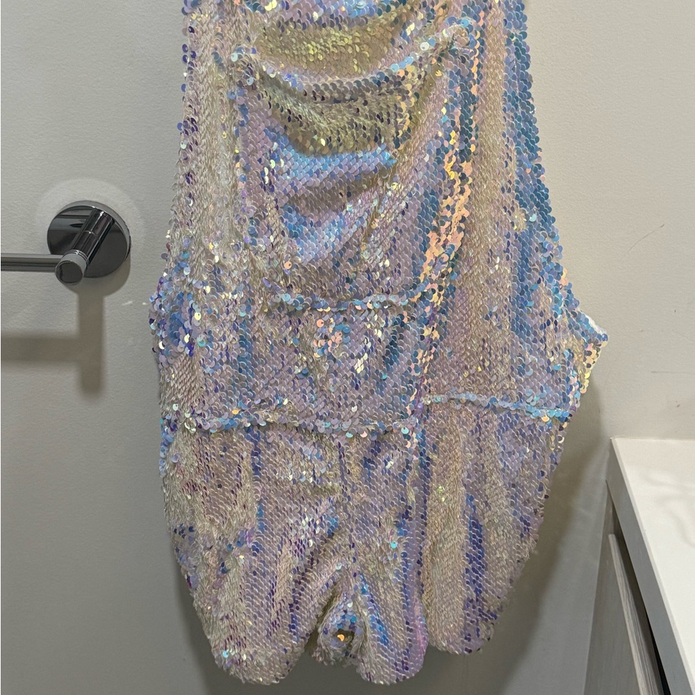 Jackalope Land Unicorn Moonbeam Short Sequin Overalls Short Size S - Picture 6 of 9